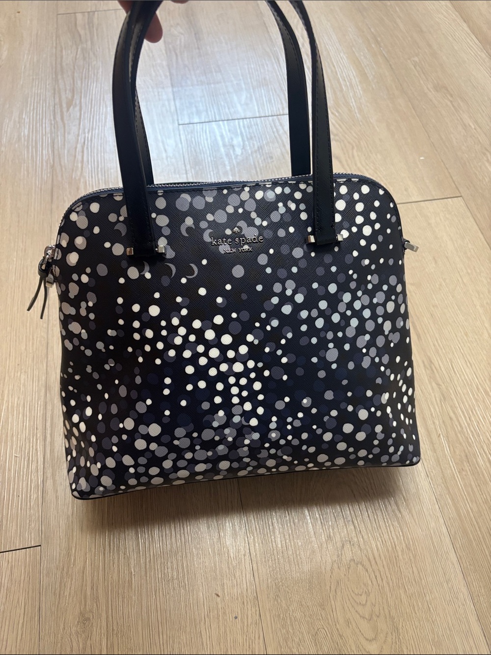 kate spade Black White Dot Dome Satchel As is perfect without crossbody strap